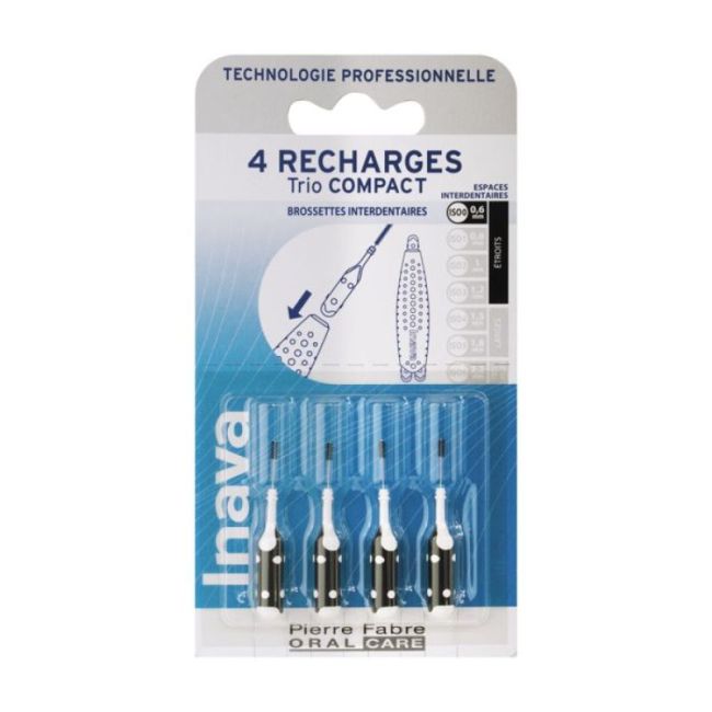 Inava Trio Compact Brossette Recharge Noir B/6