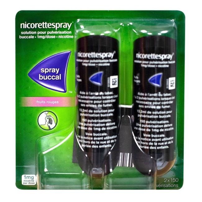 Nicorettespray 1 Mg/Dose S Pulv Bucc Fraicheur Fruits Rouges 2Fl/13,2Ml