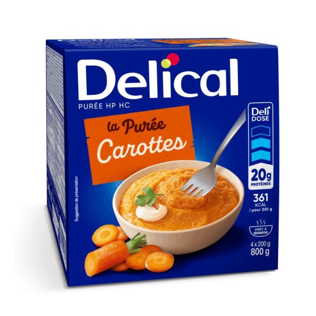 Delical Puree Hp Hc Nutriment Carottes Pointe De Creme 4Bols/200G