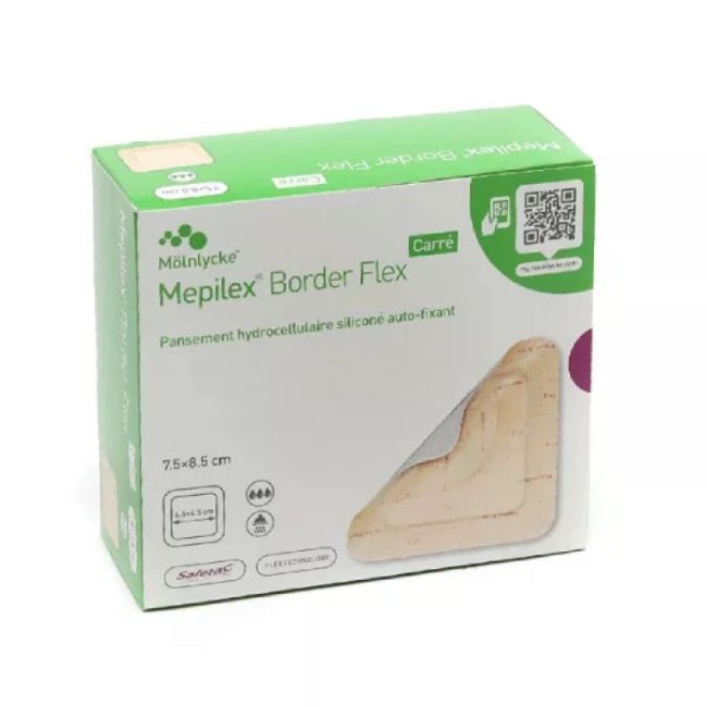 Mepilex Border Flex Pansement Hydrocellulaire Silicone 7,5x8,5cm B/16