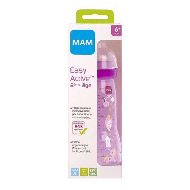 Mam Easy Active Biberon Tetine Debit X Fille 2Eme Age Colore 330Ml