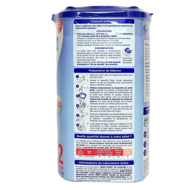 Gallia Bebe Expert Ar 2 Caroube Lait Pdre B/800G