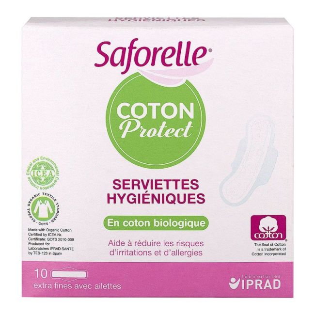 Saforelle Coton Protect Serviette Jetable Avec Ailette B/10