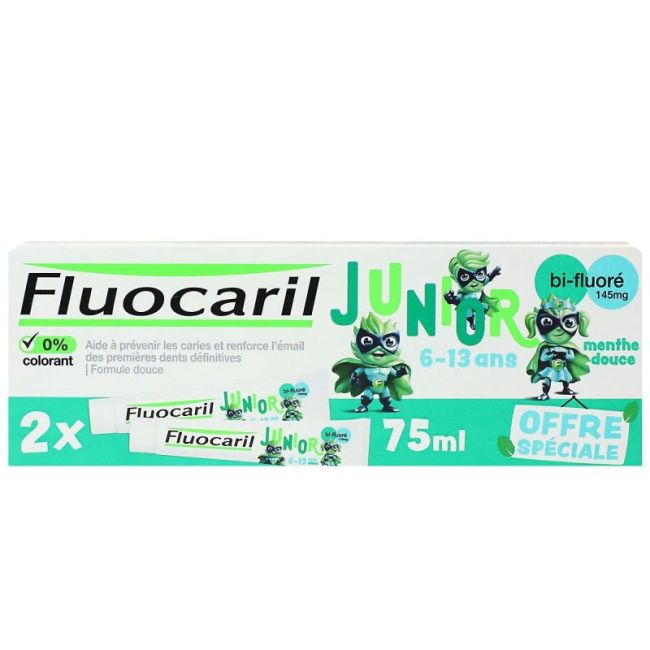 Fluocaril Junior Dentifrice Menthe Douce 6-13Ans 2T/75Ml