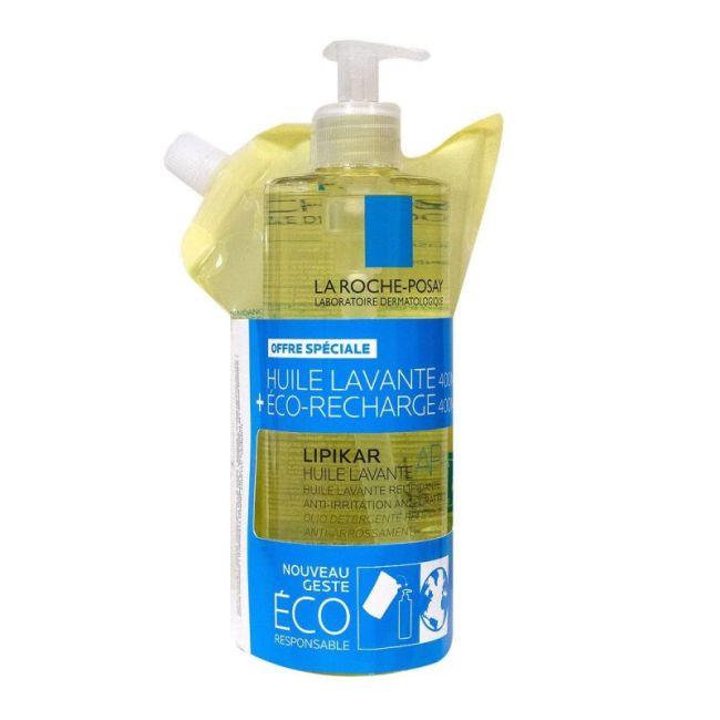 Lipikar Ap + La Roche Posay Huile Lavante Relipidante Anti-Grattage Fl Pompe/400Ml+Eco-Recharge/400Ml
