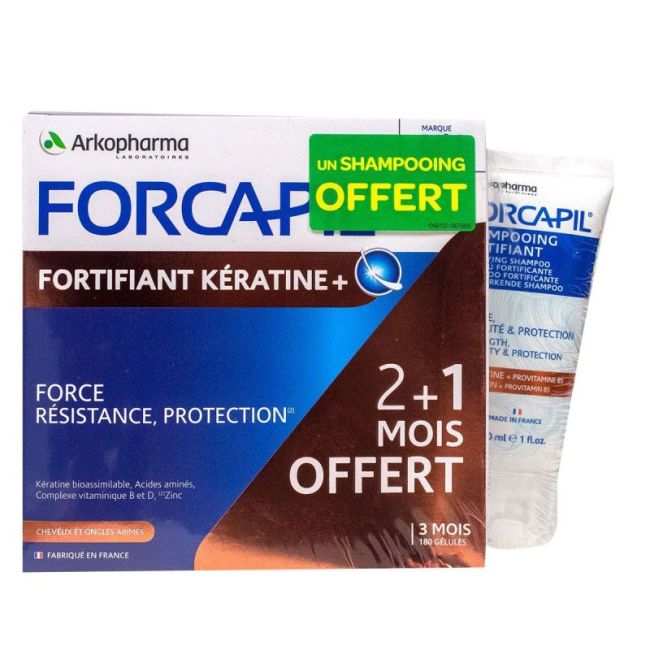 Forcapil Fortifiant + Keratine Gel Pilulier/180 + 60 Offert + Shamp