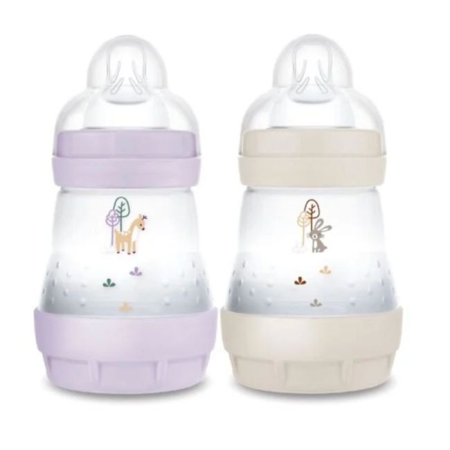Mam Easy Start Nature Biberon Tetine Debit 1 Lilas-Sable 160Ml B/2
