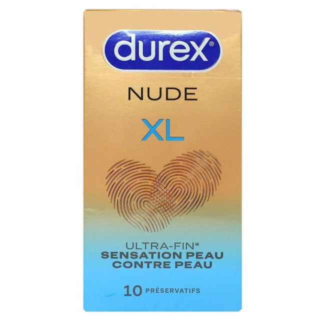 Durex Nude Preservatif Lubrifie Xl B/10