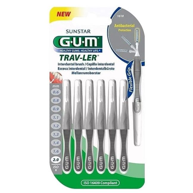 Gum Travler Brossette Inter-Dentaire De Voyage 2Mm B/6