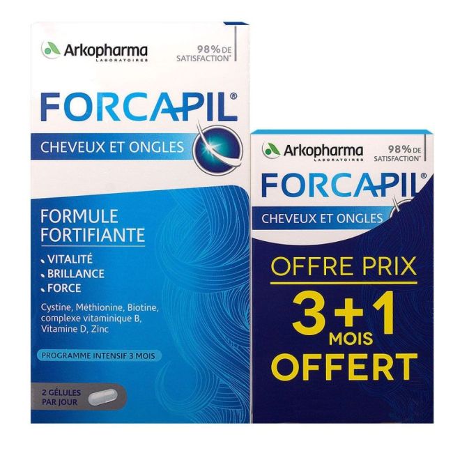 Forcapil Fortifiant Gel Cheveux Et Ongles Pilulier/180+60