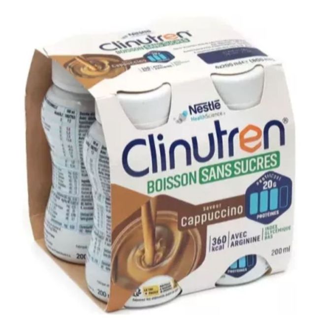 Clinutren Boisson Sans Sucre Nutriment Cappuccino 4Bouteilles/200Ml