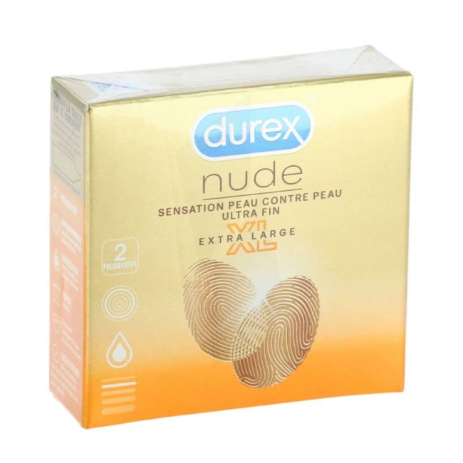 Durex Nude Preservatif Lubrifie Xl B/2