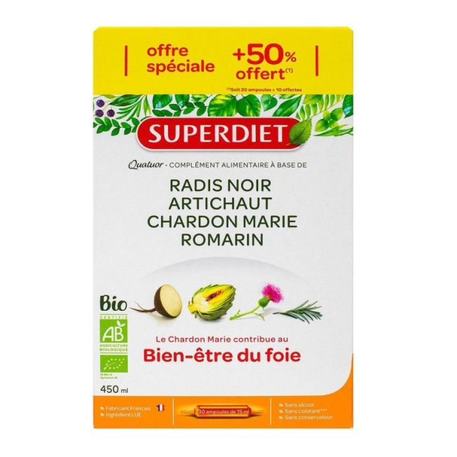 Superdiet Quatuor Bio S Buv Bien Etre Du Foie 30Amp/10Ml