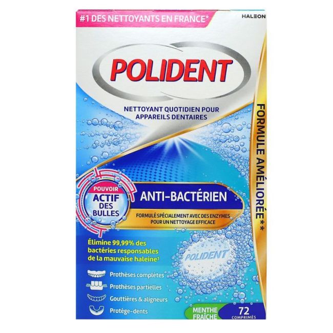 Polident Cpr Anti Bacterien Pour Appareil Dentaire B/72