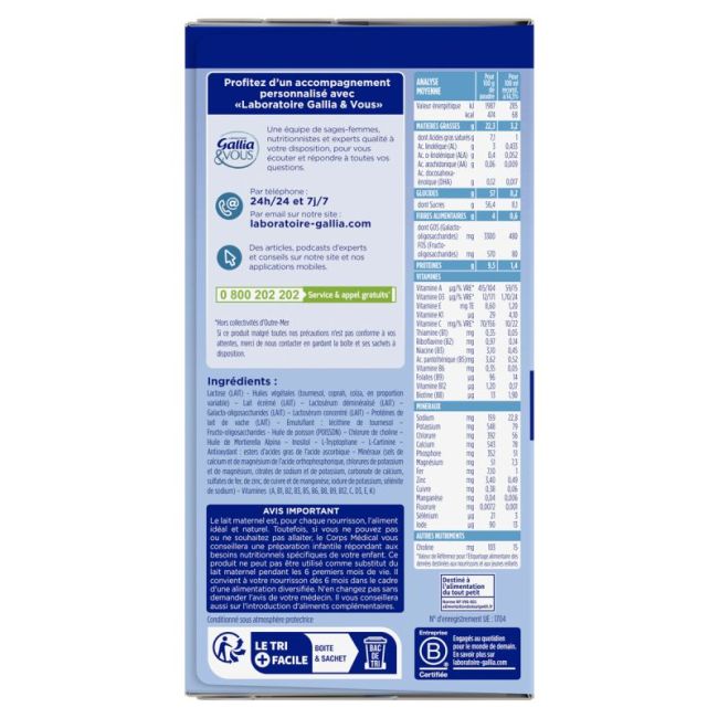 Gallia Calisma Doses Pre-Mesurees 2 Lait Pdre 21Sach/24G