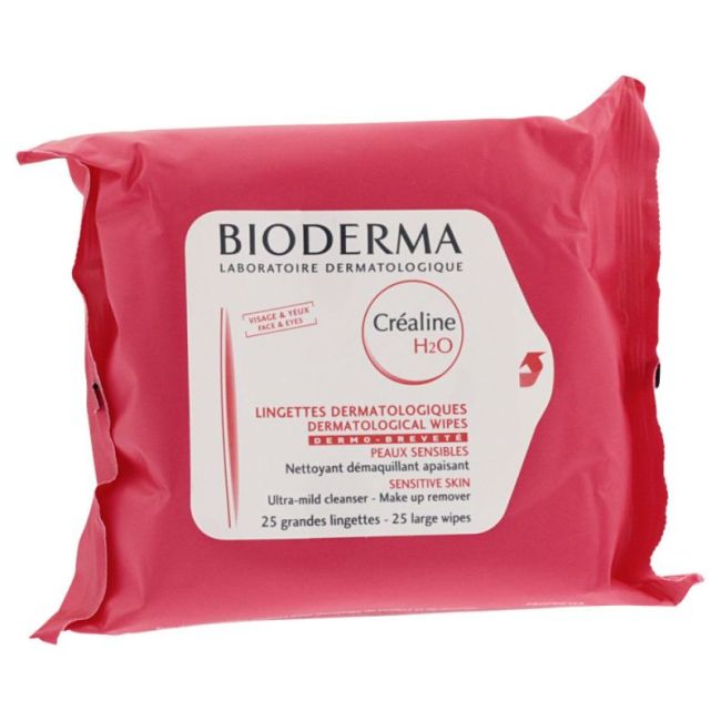 Bioderma Crealine H2O Lingette Demaquillante Visage Et Yeux Pochette/25