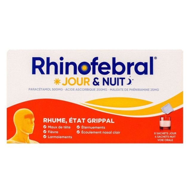 Rhinofebral Jour Et Nuit Pdr Sol Buv En Sachet Edulcore A L'aspartam 12Sach/5G (8Jour+4Nuit)