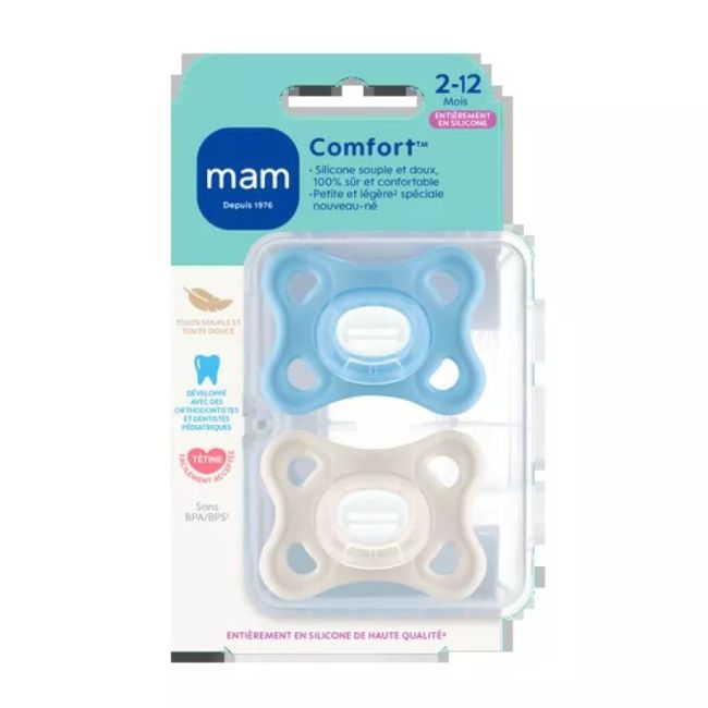 Mam Sucette Comfort Silicone 2-12Mois Neutre B/2