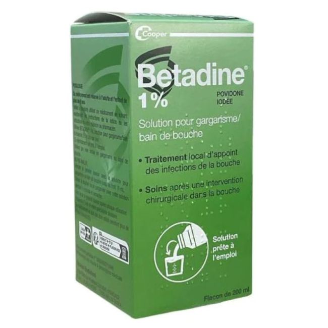 Betadine 1 % Sol P Garg/Bain Bouch  Fl/200Ml
