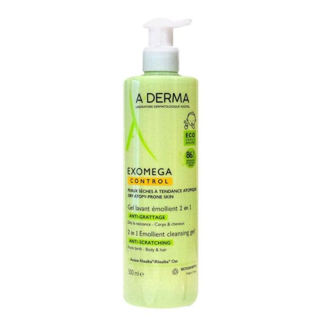 Aderma Exomega Control Gel Lavant Emollient 2 En 1 Anti-Grattage Fl Pompe/500Ml
