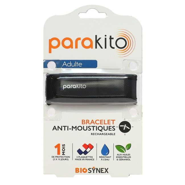 Parakito Color Bracelet Rechargeable Anti-Moustique Adulte Noir B/2