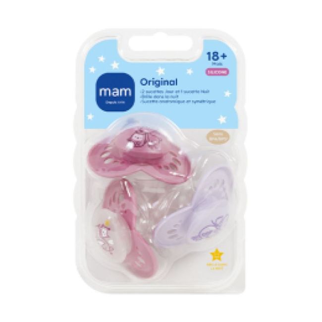 Mam Original Sucette Silicone +18Mois Rose B/3