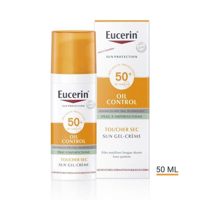 Eucerin Sun Oil Control Spf50+ Gel Creme Toucher Sec Teinte Fl Pompe/50Ml
