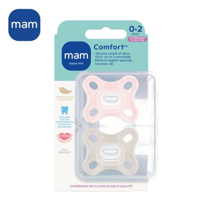 Mam Sucette Comfort Silicone +0Mois Rose B/2