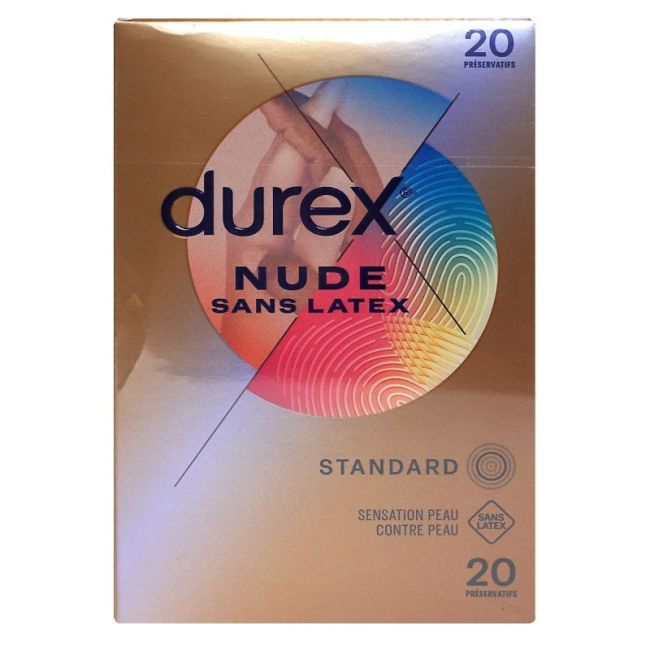 Durex Nude Preservatif Lubrifie Sans Latex B/20