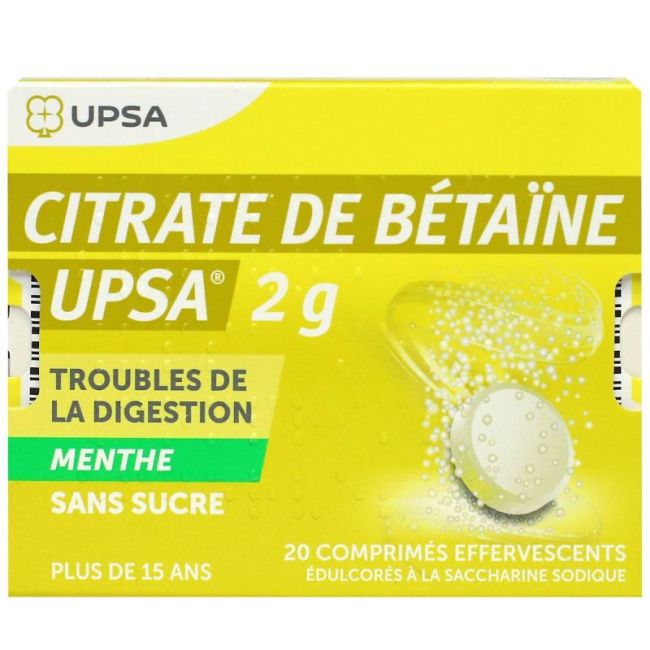 Citrate De Betaine Upsa 2 G Cpr Eff Sans Sucre Menthe Edulcore A La Saccharine Sodique T/20