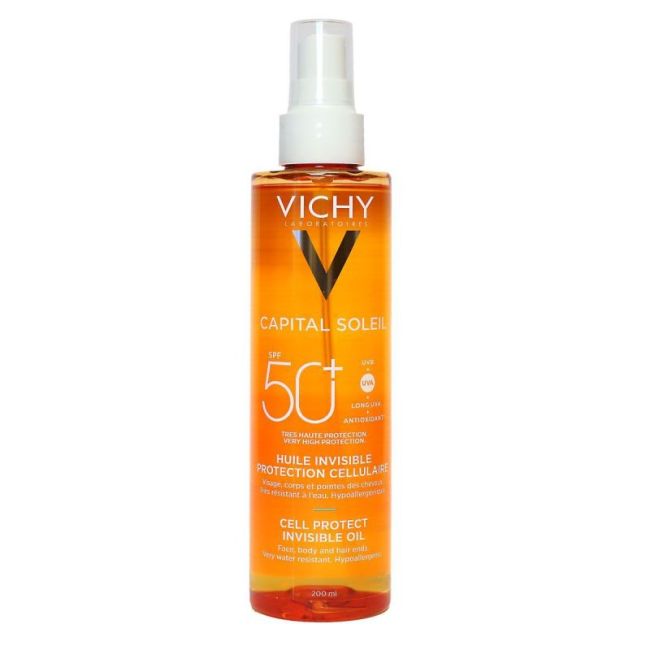 Vichy Capital Soleil Spf50+ Huile Invisible Protection Cellulaire Fl/200Ml