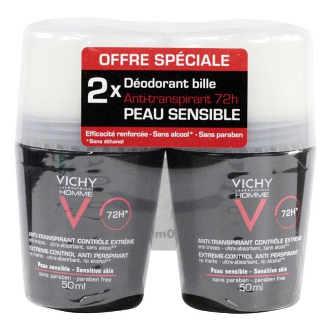 Vichy Homme Deodorant 72H Anti-Trace 2Billes/50Ml