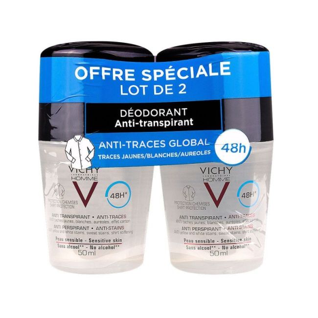 Vichy Homme Deodorant Anti-Transpirant Anti Trace 48H 2Billes/50Ml