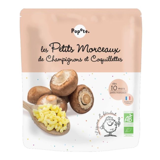 Popote Aliment Infant Les Petits Morceaux Champignons Coquillettes Gourde/190G