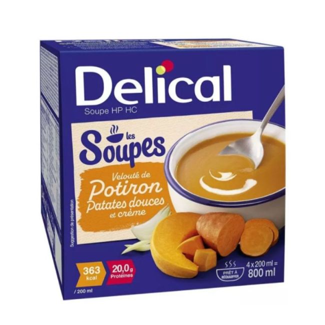 Delical Soupe Hp Hc Nutriment Veloute Potiron Patates Douces Creme 4Bols/200Ml