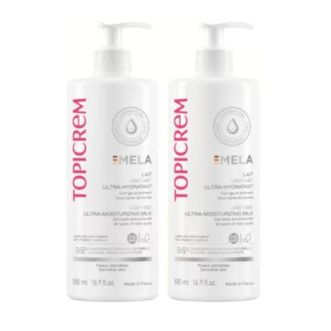 Topicrem MELA Lait Unifiant Corps SPF15 Lot 2x500 ml | PharmaCC