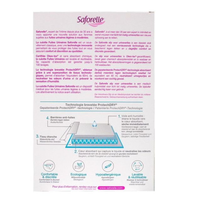 Saforelle Culotte Fuites Urinaires Culotte Ultra Absorbante Noire Taille 42